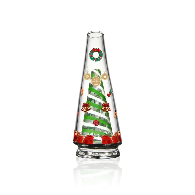 A Puffco glass Wiidz designed for Christmas, featuring a charming south-facing style, perfect for festive occasions and highlighting intricate glasswork.