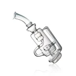 Puffco Peak glass attachment featuring a Wiidz barrel in a tilted position, showcasing its unique design and functionality for enhanced consumption experience.