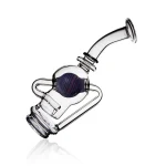Puffco Peak glass attachment showcasing Wiidz Salon design, featuring a tilted angle for enhanced functionality and style.