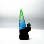 Puffco Peak glass with Wiidz design in a Hawaiian theme, installed facing west, capturing stunning sunset views