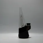 Clear Puffco Peak Glass Wiidz 2.0 installed, facing west, showcasing sleek design and premium quality for optimal dabbing experience.