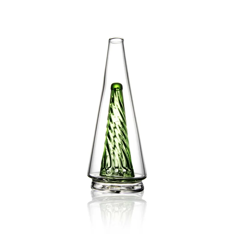 Puffco Peak Glass Wiidz Original 2.0 in Green, showcasing a modern design, positioned southward, perfect for enhancing your dabbing experience.