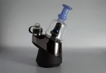 Puffco Peak Pro glass attachment WIIDZ Pico in blue, installed facing east, showcased in a scaled view.