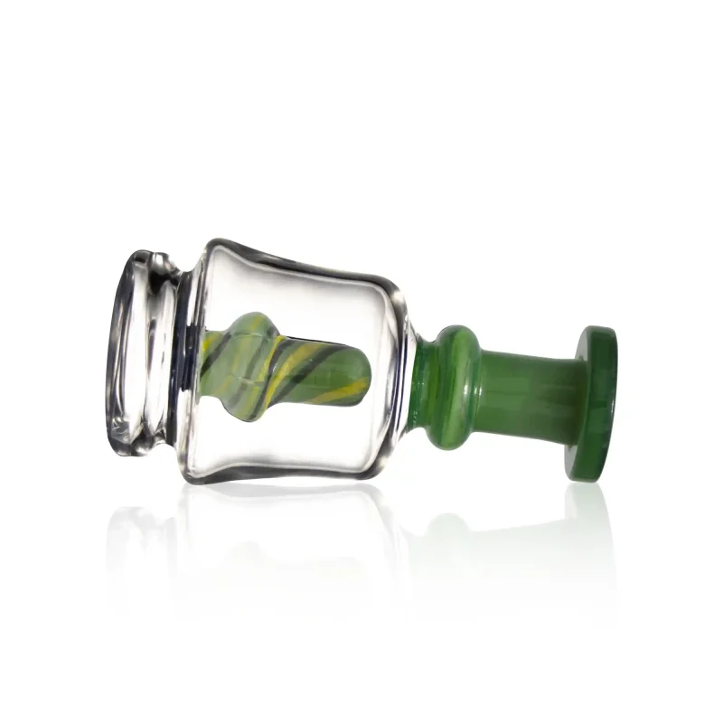 Puffco Peak Pro Glass Attachment in Wiidz Pico Green Lying Down, showcasing its sleek design and vibrant color, perfect for enhancing your vaping experience.