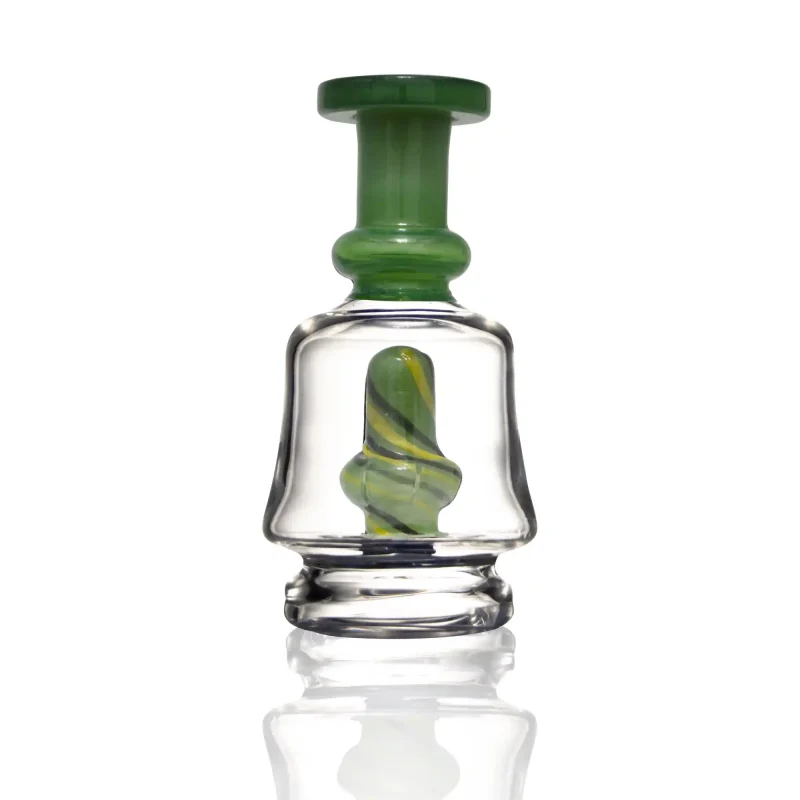 puffco peak pro glass attachment WIIDZ pico green standing straight.webp Puffco Peak Pro glass attachment in WIIDZ Pico green color, displayed standing upright for optimal viewing.