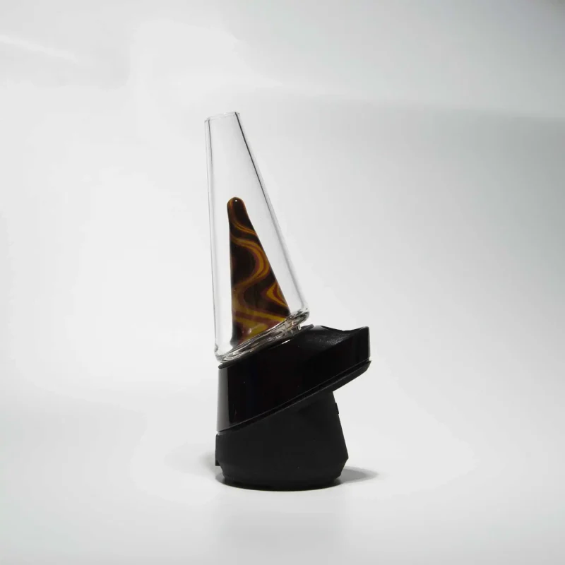 Puffco Peak Pro glass attachment Wiidz Diablo installed, showcasing its sleek design facing west, ideal for enhanced vaporization experience.