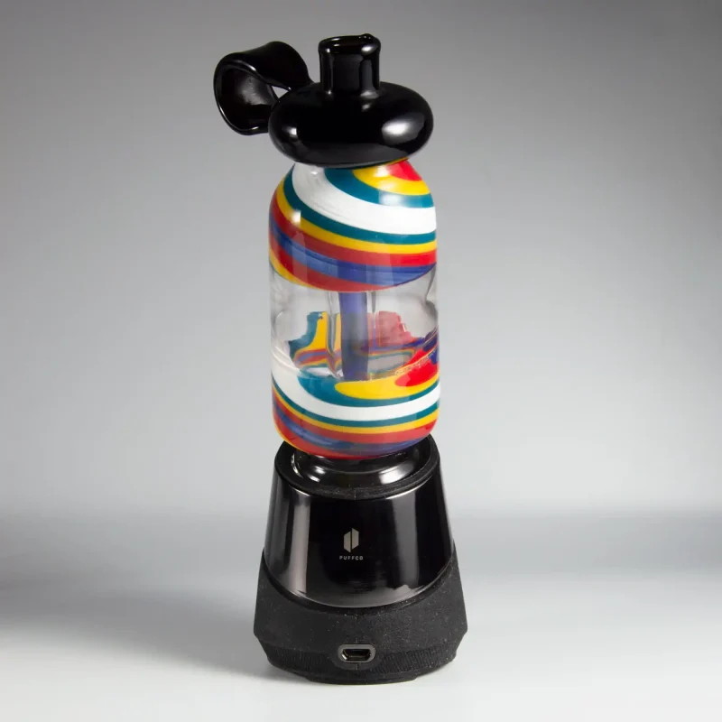 Puffco Peak Pro glass attachment installed on a Wiidz flask, positioned to the south for optimal functionality and style.