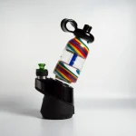 Puffco Peak Pro glass attachment installed on a Wiidz flask, oriented towards the west, showcasing the stylish and functional design for an enhanced smoking experience.