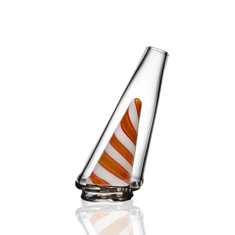puffco peak pro glass attachment wiidz halloweener facing west.webp Puffco Peak Pro glass attachment featuring a unique Wiidz Halloween theme, designed with a spooky aesthetic, facing west in an artistic presentation.