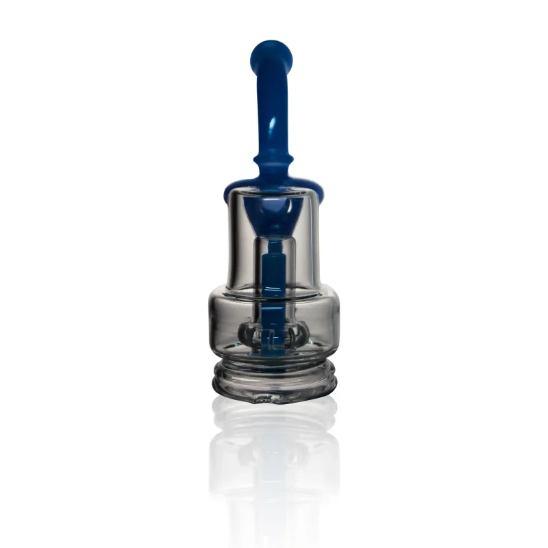 Puffco Peak Pro glass attachment Wiidz Sherlock in vibrant blue, showcasing its unique design, positioned facing north.