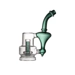 Puffco Peak Pro glass attachment featuring a Wiidz Sherlock design in green, facing east, perfect for enhancing your dabbing experience.