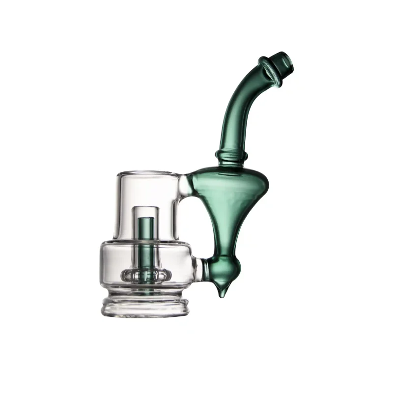 puffco peak pro glass attachment wiidz sherlock green facing east.webp Puffco Peak Pro glass attachment featuring a Wiidz Sherlock design in green, facing east, perfect for enhancing your dabbing experience.