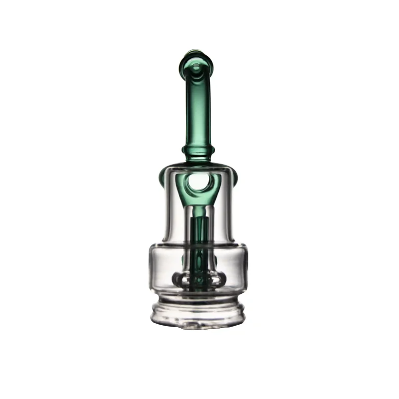Puffco Peak Pro glass attachment in Wiidz Sherlock Green design, showcasing a unique aesthetic, oriented facing north, ideal for enhancing your dabbing experience.