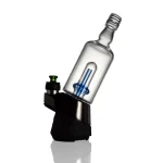 Puffco Peak Pro glass attachment with Wiidz Tipsy in black, installed and positioned facing east, showcasing a sleek design and modern aesthetic.