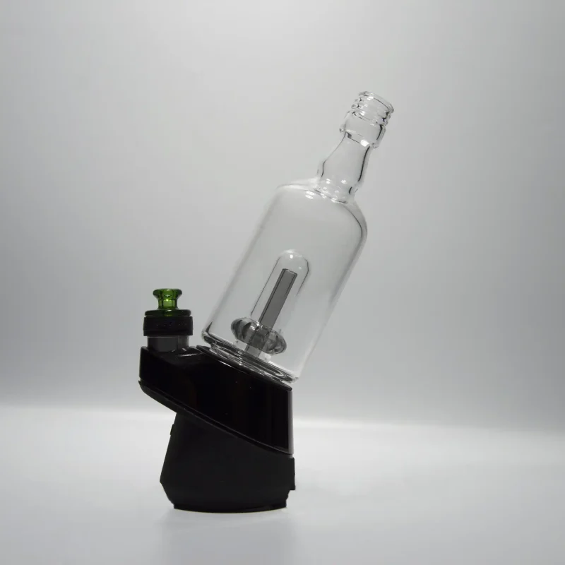 Puffco Peak Pro glass attachment in Wiidz Tipsy Black color, expertly installed and oriented to the east, set against a clean white background.