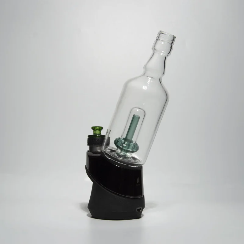 Puffco Peak Pro glass attachment in Wiidz Tipsy Green, installed facing southeast against a clean white background, showcasing its modern design and vibrant color.